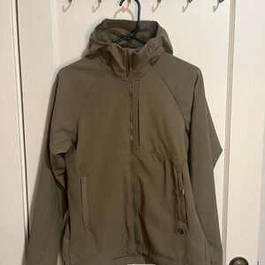 Mountain Hardwear womens olive green  Hooded soft shell jacket
